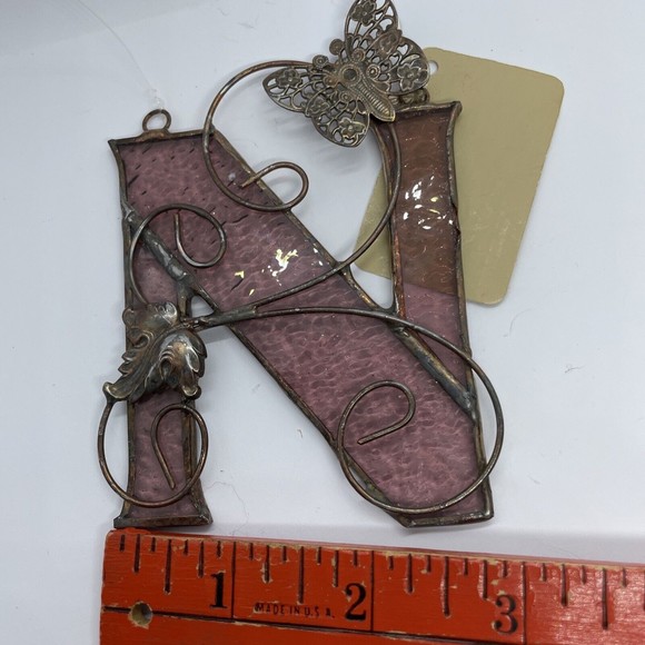 Stained Glass Window Hanging Letter "N" Sun Catcher Initial Vintage 1987 - Picture 6 of 6